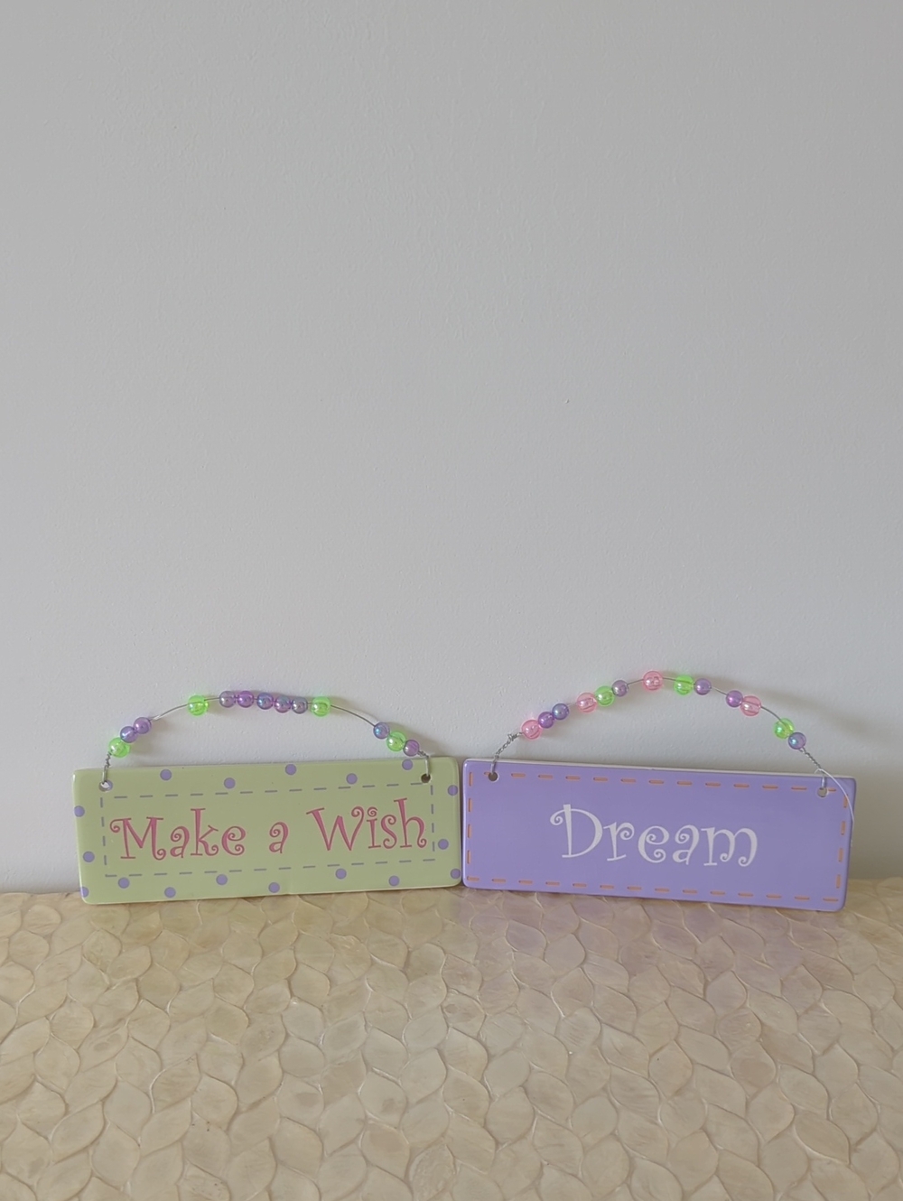 Set Of Two Hanging Plaques With Pastel Beads - New